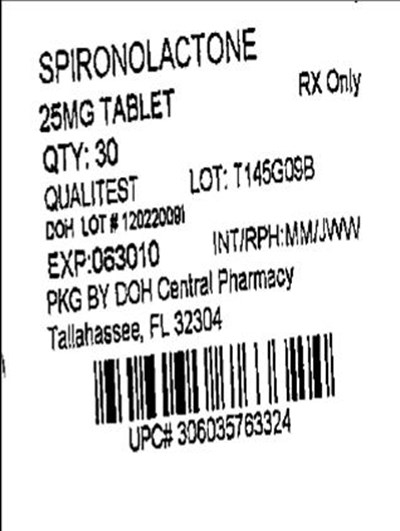 This Is The Label For Spironolactone Tablets 25 mg (Spironolactone 25mg (qualitest))